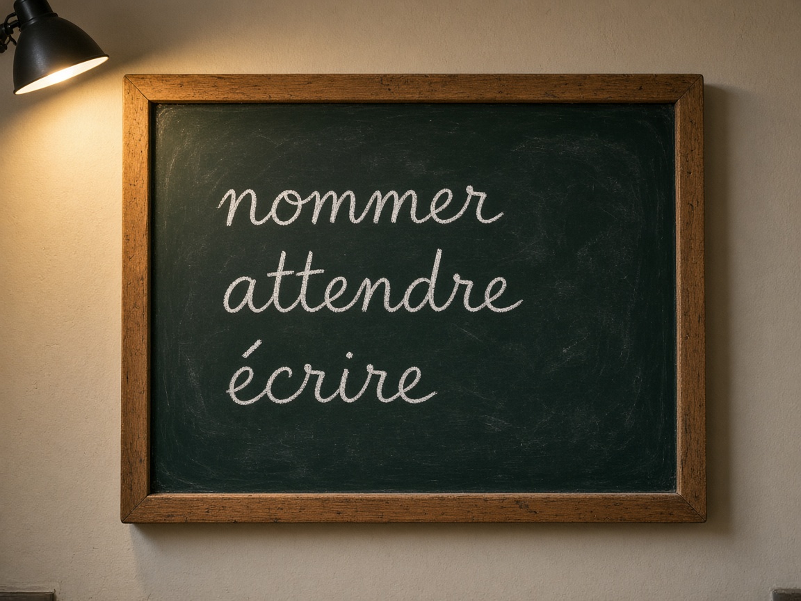 Tableau : nommer, attendre, écrire.